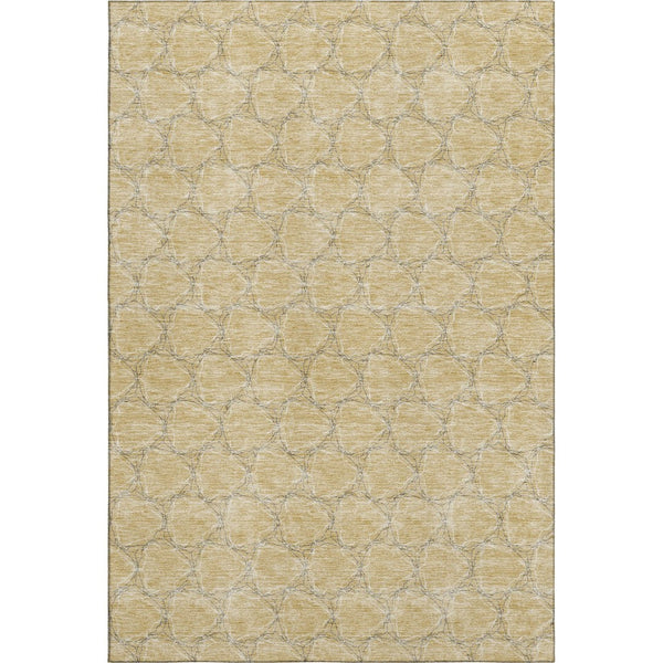 HomeRoots 8' X 10' Modern Wheat Ivory & Gray Geometric Area Rug - Washable, UV-Protected, Stylish & Durable 676096