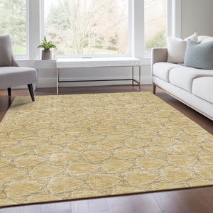 HomeRoots 8' X 10' Modern Wheat Ivory & Gray Geometric Area Rug - Washable, UV-Protected, Stylish & Durable 676096