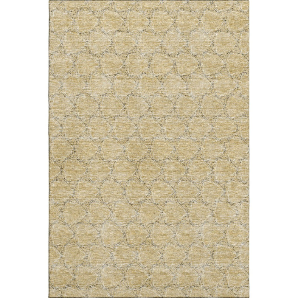 HomeRoots 9' X 12' Modern Wheat Ivory Gray Geometric Washable Area Rug with UV Protection for High-Traffic Spaces 676097
