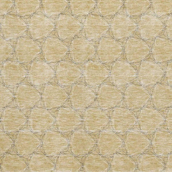 HomeRoots 9' X 12' Modern Wheat Ivory Gray Geometric Washable Area Rug with UV Protection for High-Traffic Spaces 676097