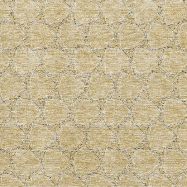 HomeRoots 10' X 14' Washable Wheat Ivory & Gray Geometric Area Rug with UV Protection for Modern Spaces 676098