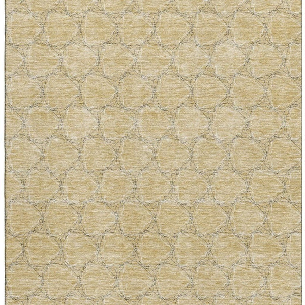 HomeRoots 10' X 14' Washable Wheat Ivory & Gray Geometric Area Rug with UV Protection for Modern Spaces 676098
