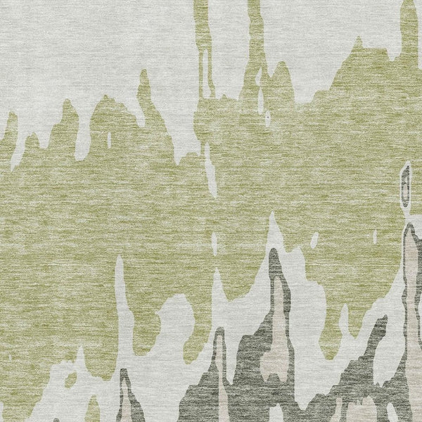 HomeRoots 5' X 8' Artichoke Green Abstract Area Rug - Stylish, Washable, UV Protected, Ideal for High Traffic Homes 676100