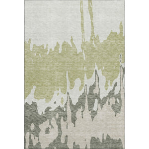 HomeRoots 8' X 10' Artichoke Green Abstract Washable Area Rug - Durable, Stylish & UV Protected for High-Traffic Areas 676102