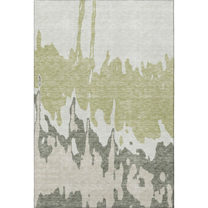 HomeRoots 8' X 10' Artichoke Green Abstract Washable Area Rug - Durable, Stylish & UV Protected for High-Traffic Areas 676102