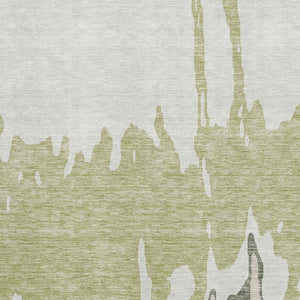 HomeRoots 9' X 12' Artichoke Green Abstract Area Rug - Durable, Stain-Resistant, Washable with UV Protection 676103