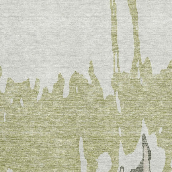 HomeRoots 9' X 12' Artichoke Green Abstract Area Rug - Durable, Stain-Resistant, Washable with UV Protection 676103