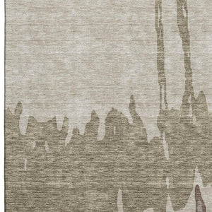 HomeRoots 5' X 8' Stylish Beige and Brown Abstract Washable Area Rug with UV Protection for Modern Homes 676106