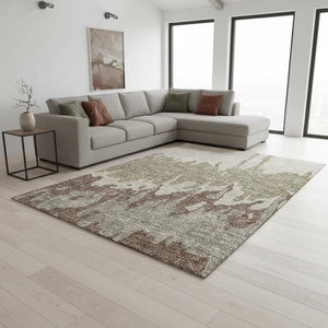 HomeRoots 8' X 10' Abstract Beige Taupe & Brown Washable Area Rug – UV Protected, Stain-Resistant Design! 676108