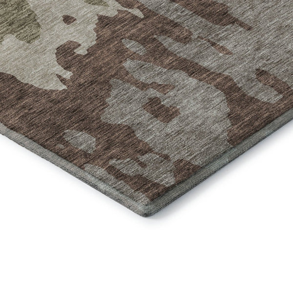 HomeRoots 8' X 10' Abstract Beige Taupe & Brown Washable Area Rug – UV Protected, Stain-Resistant Design! 676108