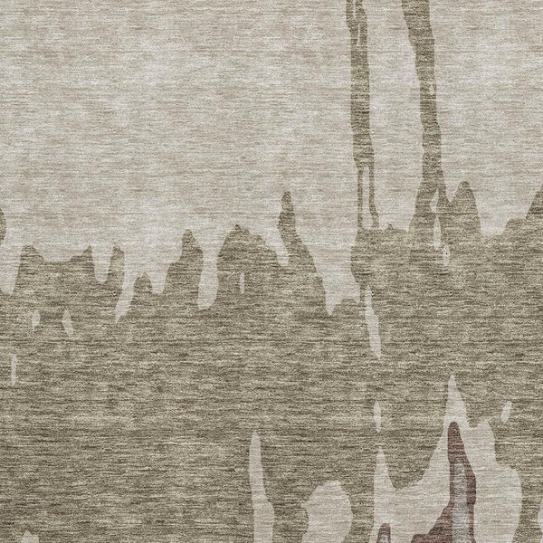 HomeRoots 8' X 10' Abstract Beige Taupe & Brown Washable Area Rug – UV Protected, Stain-Resistant Design! 676108