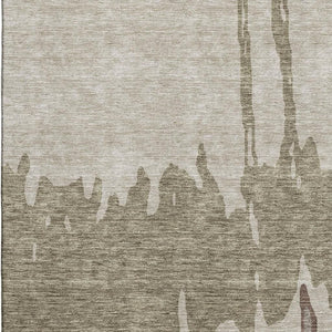 HomeRoots 9' X 12' Modern Beige Taupe Brown Abstract Area Rug - Washable, UV Protected, Durable & Stylish 676109