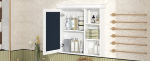 English Elm 30'' Wall-Mounted Medicine Cabinet with Mirror and Adjustable Shelves, Modern MDF Storage Organizer White N710P209425K