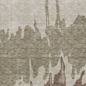 HomeRoots 10' X 14' Warm Beige Taupe Brown Abstract Washable Area Rug with UV Protection for Modern Spaces 676110
