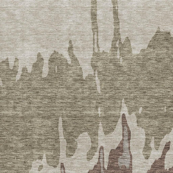 HomeRoots 10' X 14' Warm Beige Taupe Brown Abstract Washable Area Rug with UV Protection for Modern Spaces 676110