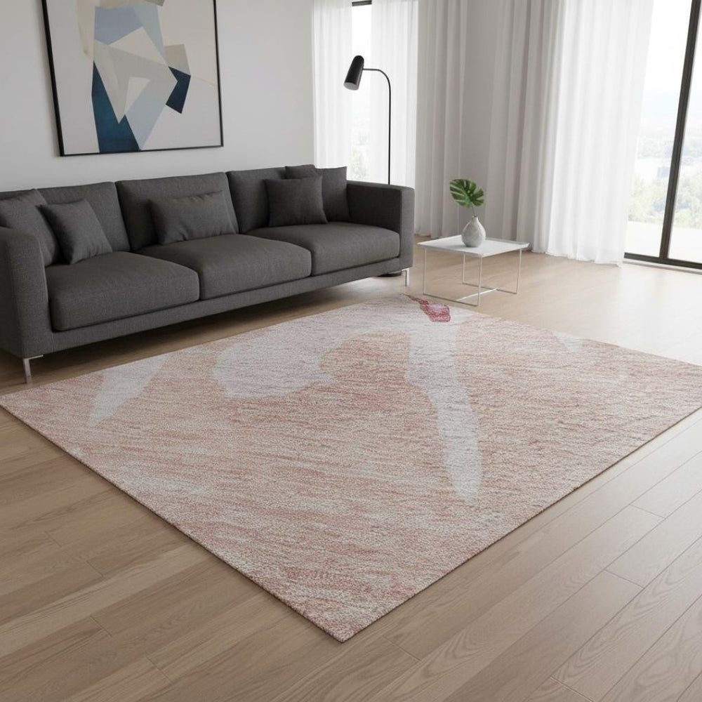 HomeRoots 5' X 8' Blush and Pink Abstract Area Rug – Washable, UV Protected, Durable for Homes with Kids & Pets 676118