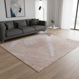 HomeRoots 5' X 8' Blush and Pink Abstract Area Rug – Washable, UV Protected, Durable for Homes with Kids & Pets 676118