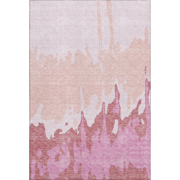 HomeRoots 5' X 8' Blush and Pink Abstract Area Rug – Washable, UV Protected, Durable for Homes with Kids & Pets 676118