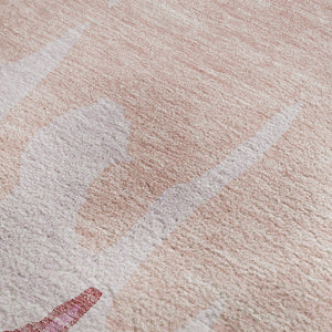 HomeRoots 5' X 8' Blush and Pink Abstract Area Rug – Washable, UV Protected, Durable for Homes with Kids & Pets 676118