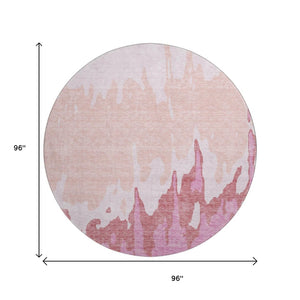HomeRoots 8' Blush and Pink Abstract Round Rug - Washable, UV Protected, Stylish for Modern Homes & Nurseries 676119