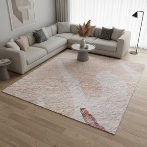 HomeRoots 8' X 10' Blush & Pink Abstract Area Rug – Washable, UV Protected, Stylish & Durable for Everyday Use 676120