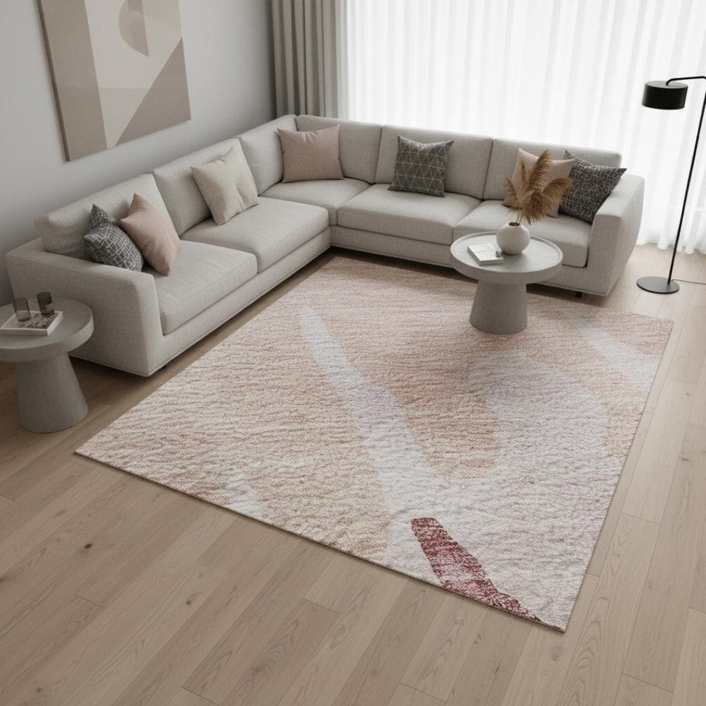 HomeRoots 9' X 12' Blush and Pink Abstract Area Rug - Washable, UV-Protected, Stylish & Durable for Homes 676121