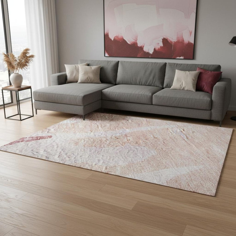 HomeRoots 10' X 14' Blush & Pink Abstract Washable Area Rug – Stylish, Durable, UV Protected for Modern Spaces! 676122