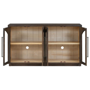 English Elm Trexm Arched Glass Door Buffet Sideboard Oak Veneer Storage Cabinet for Dining Room Espresso XW000021AAP-2026