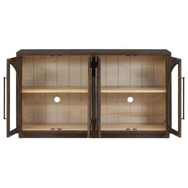 English Elm Trexm Arched Glass Door Buffet Sideboard Oak Veneer Storage Cabinet for Dining Room Espresso XW000021AAP-2026