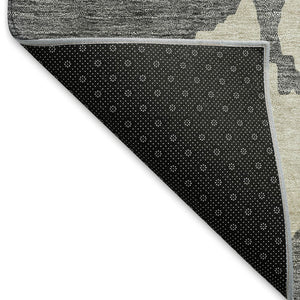 HomeRoots 8' Gray And Silver Abstract Washable Round Rug – Durable, UV-Protected, Kid & Pet-Friendly Design 676125