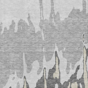 HomeRoots 8' X 10' Gray and Silver Abstract Area Rug - Washable, UV Protected, Stain-Resistant & Stylish! 676126
