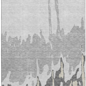 HomeRoots 8' X 10' Gray and Silver Abstract Area Rug - Washable, UV Protected, Stain-Resistant & Stylish! 676126