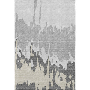 HomeRoots 9' X 12' Modern Gray and Silver Abstract Area Rug - Washable, UV Protected, Ideal for Busy Homes 676127