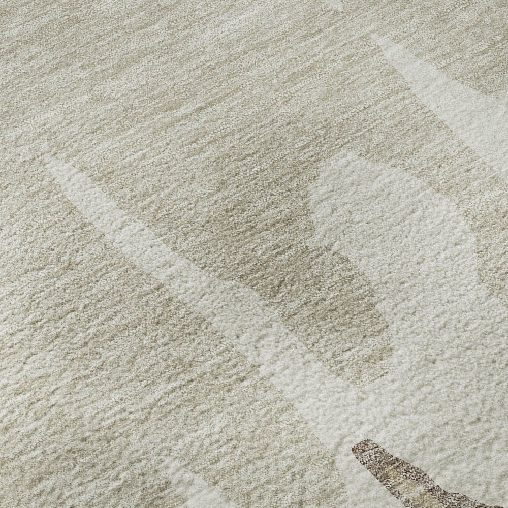 HomeRoots 5' X 8' Ivory Beige Khaki Abstract Washable Area Rug – UV Protected, Stylish & Easy-Care Design 676130