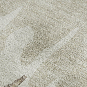 HomeRoots 5' X 8' Ivory Beige Khaki Abstract Washable Area Rug – UV Protected, Stylish & Easy-Care Design 676130