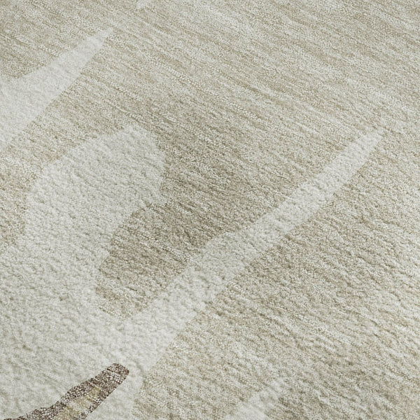 HomeRoots 5' X 8' Ivory Beige Khaki Abstract Washable Area Rug – UV Protected, Stylish & Easy-Care Design 676130
