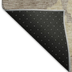 HomeRoots 8' Abstract Washable Round Area Rug in Ivory Beige & Khaki - Durable, UV Protected, Stylish & Easy-Care! 676131