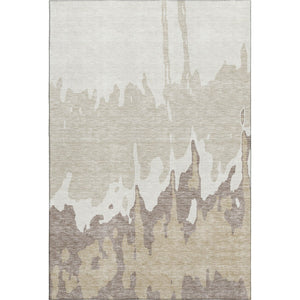 HomeRoots 8' X 10' Abstract Washable Area Rug in Ivory, Beige & Khaki with UV Protection for Busy Homes 676132
