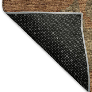 HomeRoots 5' X 8' Modern Abstract Washable Area Rug in Rust Beige & Brown - Durable, UV Protected & Stylish 676136