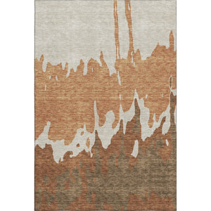 HomeRoots 8' X 10' Abstract Washable Area Rug in Rust, Beige & Brown - UV Protected, Durable & Stylish Design 676138
