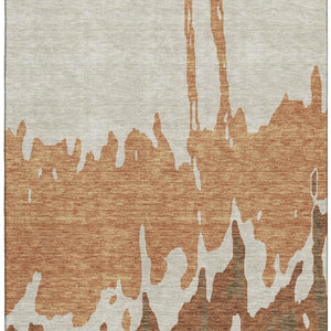 HomeRoots 8' X 10' Abstract Washable Area Rug in Rust, Beige & Brown - UV Protected, Durable & Stylish Design 676138