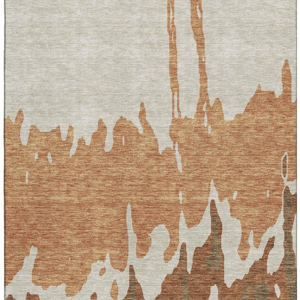 HomeRoots 8' X 10' Abstract Washable Area Rug in Rust, Beige & Brown - UV Protected, Durable & Stylish Design 676138
