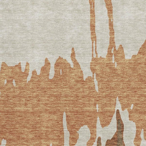 HomeRoots 9' X 12' Abstract Washable Area Rug in Rust, Beige & Brown - Durable, UV Protected & Stylish Design 676139