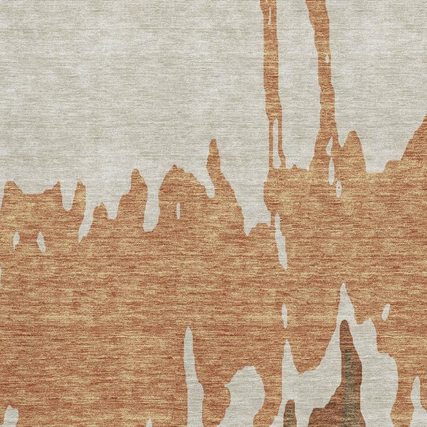 HomeRoots 9' X 12' Abstract Washable Area Rug in Rust, Beige & Brown - Durable, UV Protected & Stylish Design 676139
