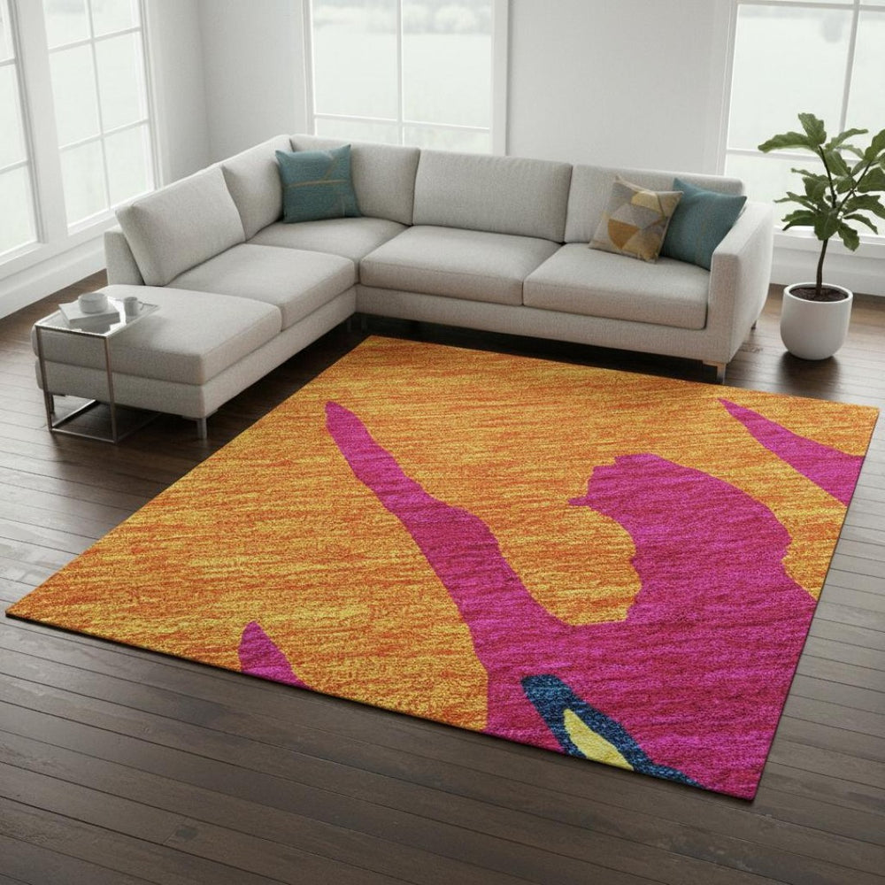 HomeRoots 8' X 10' Vibrant Abstract Washable Area Rug - Colorful Modern Design with UV Protection & Stain Resistance 676144