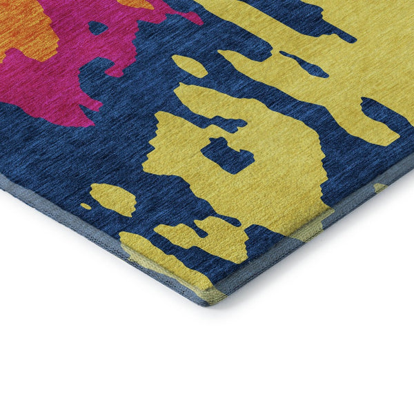 HomeRoots 10' X 14' Vibrant Abstract Area Rug in Pink, Orange, Blue & Green - Washable & UV Protected Design 676146