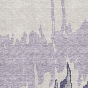 HomeRoots 5' X 8' Washable Area Rug in Purple, Ivory & Gray - Abstract Design with UV Protection & Durability 676148