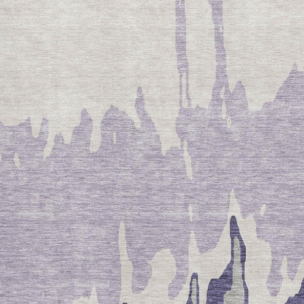 HomeRoots 5' X 8' Washable Area Rug in Purple, Ivory & Gray - Abstract Design with UV Protection & Durability 676148