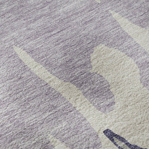HomeRoots 8' Washable Round Rug in Purple, Ivory & Gray - Durable, UV Protected, Ideal for Busy Homes 676149