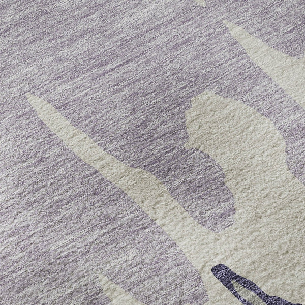 HomeRoots 8' Washable Round Rug in Purple, Ivory & Gray - Durable, UV Protected, Ideal for Busy Homes 676149